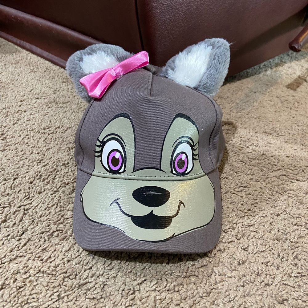 Girls Gray Fox Character Baseball Cap with Pink Bow